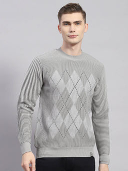 Monte Carlo - Light Grey Woven Round Neck Sweater