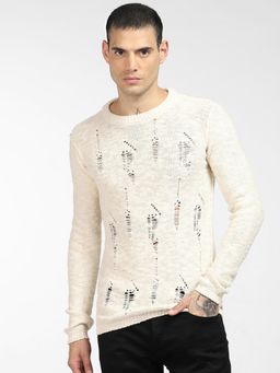 Jack & Jones - Beige Ripped Pullover