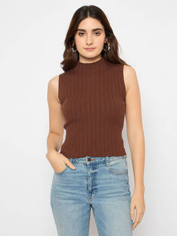 Madame - Brown Sleeveless Sweater