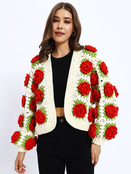 SUGERCANDY - Rose Bouquet Handmade Cardigan