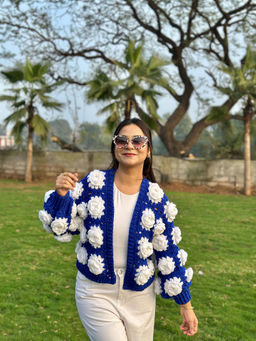 SUGERCANDY - Tehran Blue Handmade Cardigan