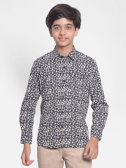 CRIMSOUNE CLUB - Boys Navy Blue Floral Shirt