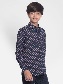 CRIMSOUNE CLUB - Boys Navy Blue Printed Shirt