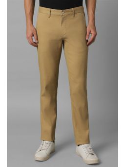 Louis Philippe - Men Khaki Slim Fit Solid Flat Front Casual Trouser
