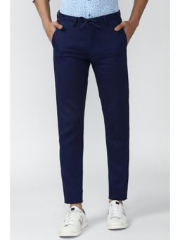 Peter England - Men Blue Solid Super Slim Fit Casual Trouser