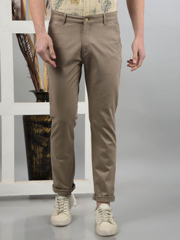 CRIMSOUNE CLUB - Men's Khaki Solid Casual Trouser