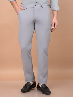 CRIMSOUNE CLUB - Men's Grey Solid Casual Trouser