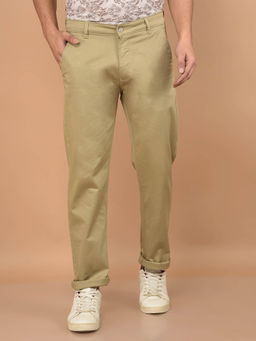 CRIMSOUNE CLUB - Men's Khaki Solid Casual Trouser