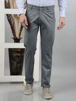CRIMSOUNE CLUB - Men's Grey Solid Casual Trouser