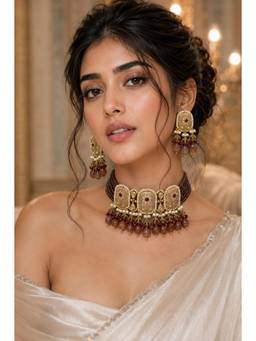 PINKCITY CRAFT - Brown Heritage Meenakari Jewellery Set