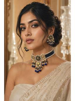 PINKCITY CRAFT - White Meenakari Kundan Jewellery Set
