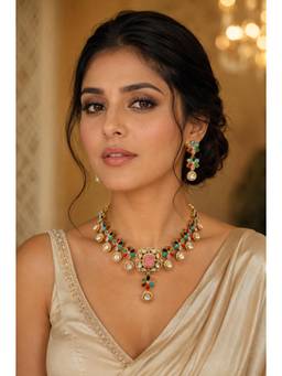 PINKCITY CRAFT - White Navratan Moissanite Jewellery Set
