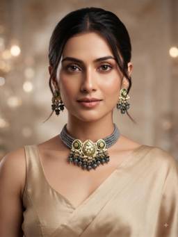 PINKCITY CRAFT - White Slate Meenakari Jewellery Set
