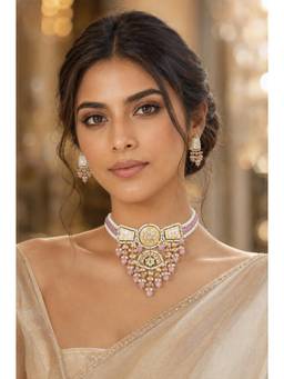 PINKCITY CRAFT - White Traditional Meenakari Jewellery Set