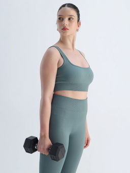 Cava Athleisure - Slate Blue Contoured Seamless Solid Sports Bra