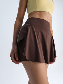 Cava Athleisure - Brown Polyester Solid Skorts