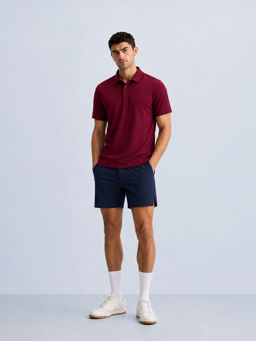 Cava Athleisure - Burgundy Nylon Solid Polo T-Shirt