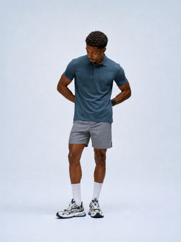 Cava Athleisure - Grey Nylon Solid Polo T-Shirt