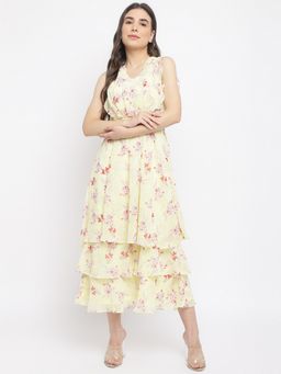 Latin Quarters - Multi-Color Cap Sleeve Printed Polyester Dress