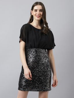 Latin Quarters - Women Black Sequin Sheath Dress