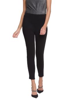 Latin Quarters - Black Solid Nylon Stretch Legging