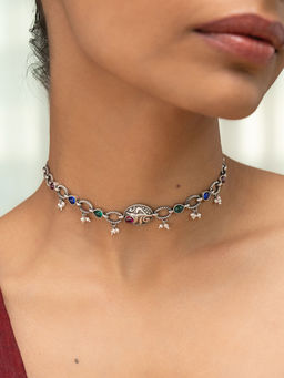Shaya by CaratLane - Feeling Rupvan Oxidised Choker in 925 Silver