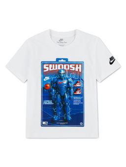 Nike - Boys White Printed Swoosh Action Figure T-shirt
