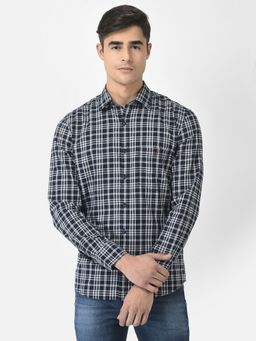 CRIMSOUNE CLUB - Men Navy Blue Shirt In Tartan Checks