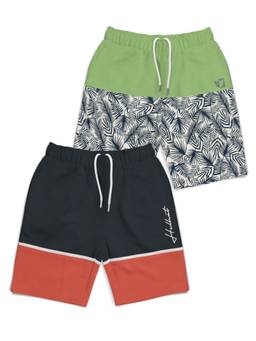 HELLCAT - Trendy Tps Grey Jade Green Printed Shorts for Boys (Pack of 2)