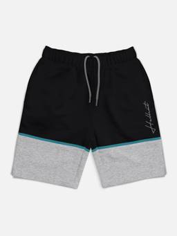 HELLCAT - Trendy Black Color-Blocked Printed Shorts for Girls
