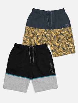 HELLCAT - Trendy Black Cool Dark Grey Printed Shorts for Girls (Pack of 2)