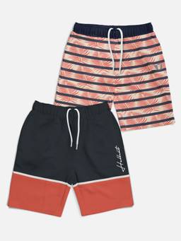 HELLCAT - Trendy Tps Grey Navy Blue Printed Shorts for Girls (Pack of 2)
