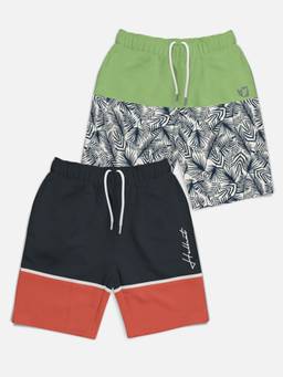 HELLCAT - Trendy Tps Grey Jade Green Printed Shorts for Girls (Pack of 2)