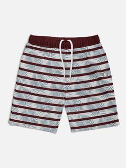 HELLCAT - Trendy Burgundy Striped Printed Shorts for Girls