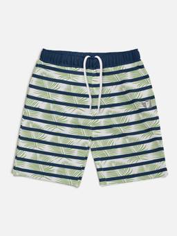 HELLCAT - Trendy Petrol Blue Striped Printed Shorts for Girls