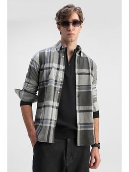 Snitch - Men Grey Collar Neck Slim Fit Shirt