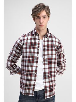 Snitch - Men Red Collar Neck Slim Fit Shirt