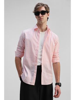Snitch - Men Pink Collar Neck Slim Fit Shirt