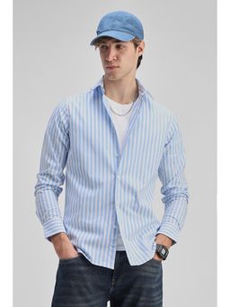 Snitch - Men Blue Collar Neck Slim Fit Shirt
