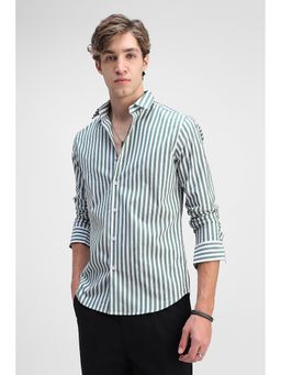 Snitch - Men Green Collar Neck Slim Fit Shirt