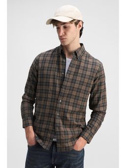 Snitch - Men Brown Collar Neck Slim Fit Shirt