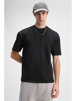 Snitch - Men Black Crew Neck Oversized Fit T-Shirt