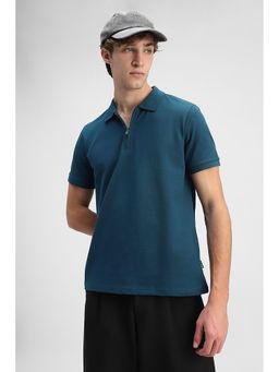 Snitch - Men Teal Collar Neck Regular Fit Polo T-Shirt