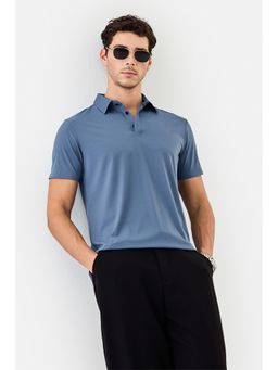 Snitch - Men Blue Collar Neck Regular Fit Polo T-Shirt