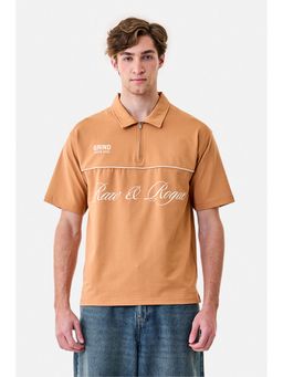 Snitch - Men Yellow Collar Neck Oversized Fit Polo T-Shirt