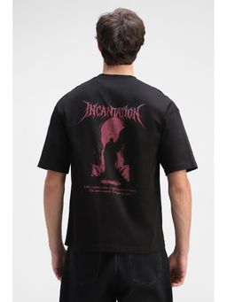 Snitch - Men Black Crew Neck Boxy Fit T-Shirt