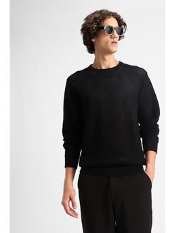 Snitch - Men Black Crew Neck Regular Fit Sweater