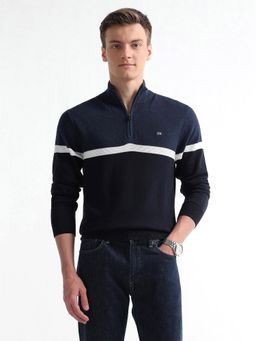 Arrow Sports - Men Blue High Neck Regular Fit Sweater