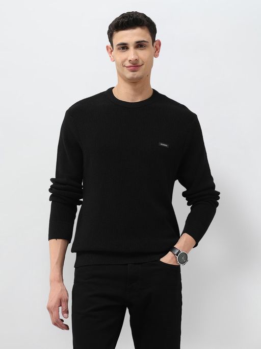 U.S. Polo Assn. Denim Co. Men Black Crew Neck Regular Fit Sweater