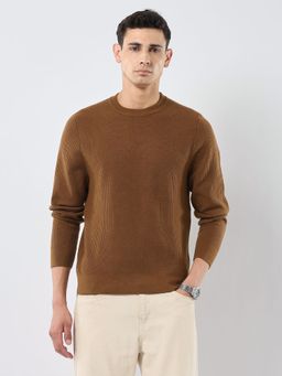 U.S. POLO ASSN. - Men Brown Crew Neck Regular Fit Sweater